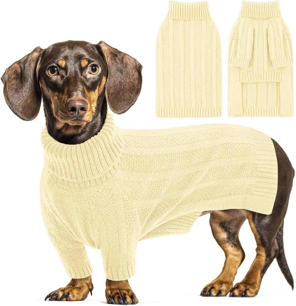 Kleine hondentrui, gebreide coltrui puppytrui voor Yorkshire, Poedel, Cockapoo, Pomeraniër (Lichtabrikoos, S)