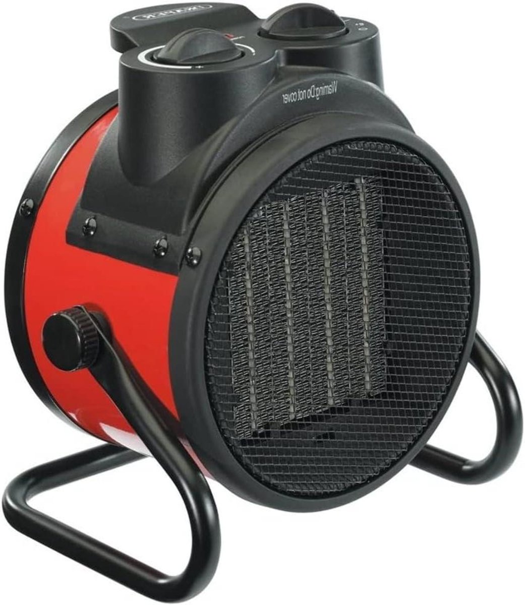 Elektrische Ruimteverwarmer - Kachel Ventilator - Werkplaats Verwarmen - Thermostatische Bediening - 2000 W - Rood en Zwart