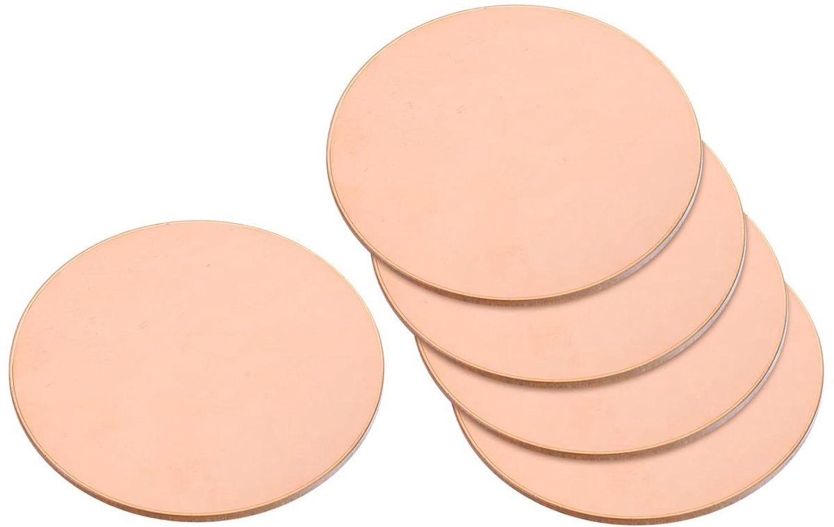 Koperen Platen - Metaalplaat Rond - Handwerk en Reparatie - Zuiver T2 Materiaal - 30 mm Diameter 2 mm Dik