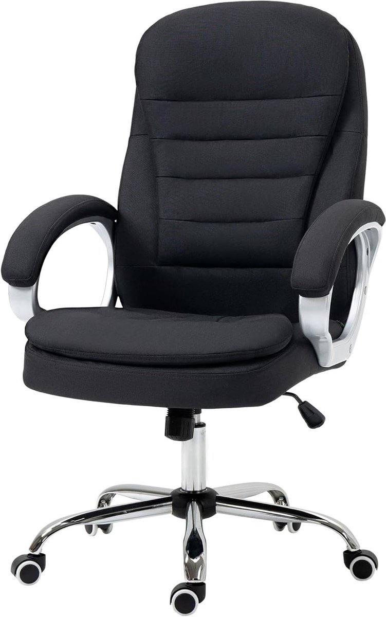 Bureaustoel Ergonomisch - Kantoorstoel Draaistoel - Comfortabel Werken - 360 Graden Draaibaar - 64 x 69 x 109–119 cm - Zwart