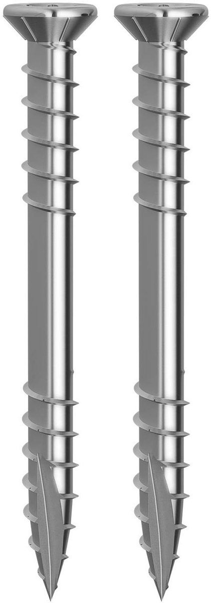 Terrasschroeven Roestvrij Staal - Houtschroeven V2A - Terras Bouwen - Zelfsnijdende Boorpunt - 5.0 x 50 mm 600 stuks - Zilver