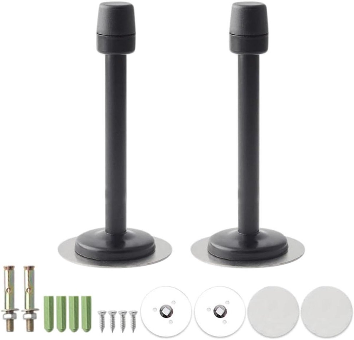 Deurstoppers - Muurstopper Deur - Bescherming Muren - Zwaar RVS - 120mm - Zwart