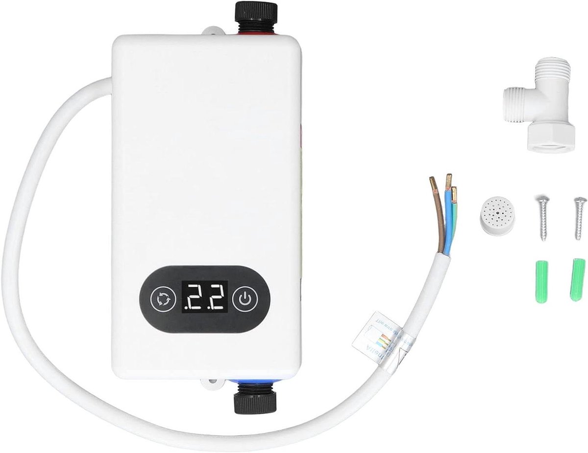 Elektrische Boiler - Doorstroomverwarmer Tankless - Direct Warm Water - Roestvrijstalen Design - 3400W 220V - Wit