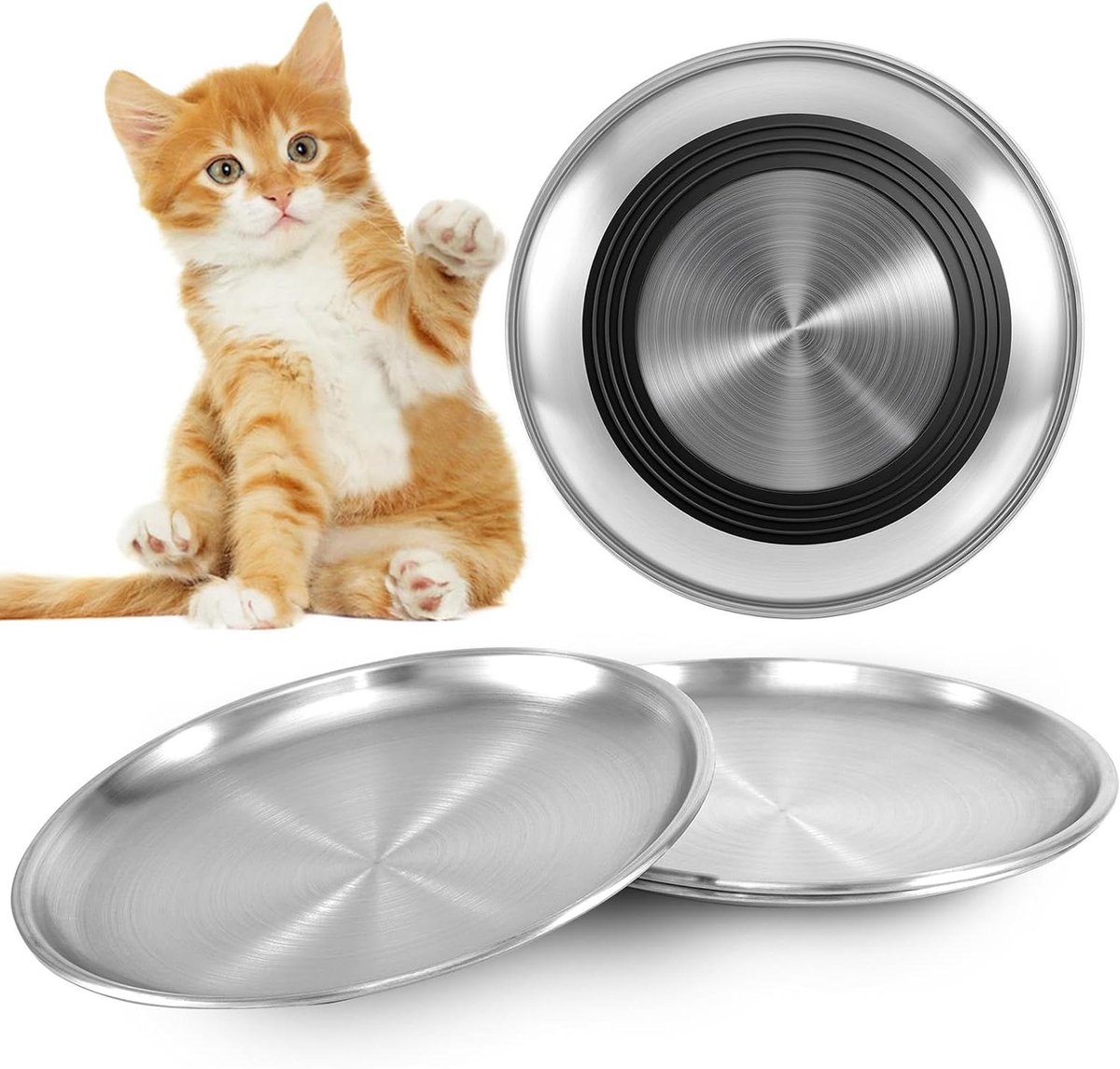 Kattenbak Voerbakken - Voerbak Huisdier - Eten en Drinken - Roestvrij Staal - 17 cm - Assorti