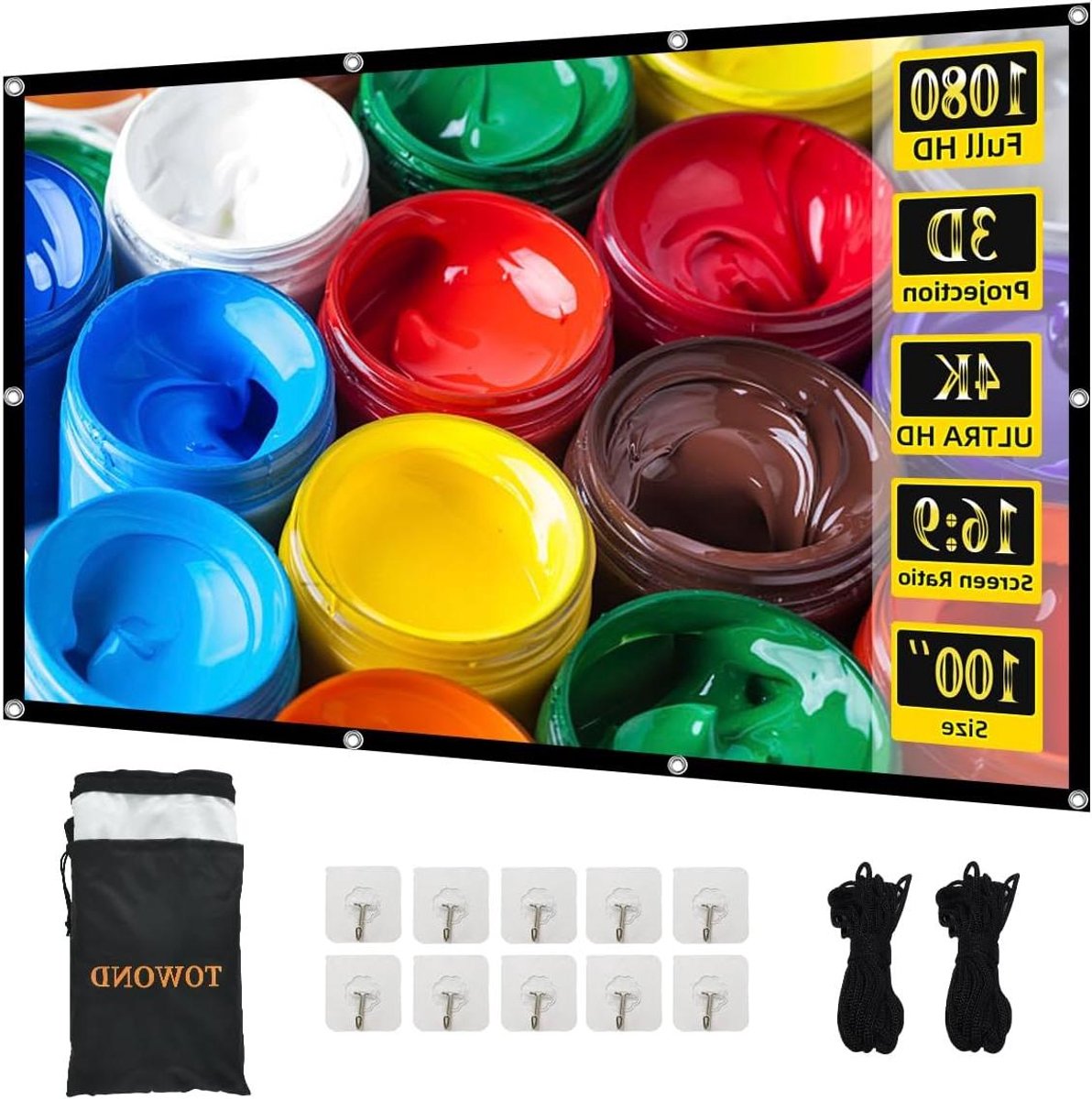 Projectiescherm - Beamerdoek Buiten - Thuisbioscoop Creëren - Kreukvrij Canvas - 100 Inch - Wit