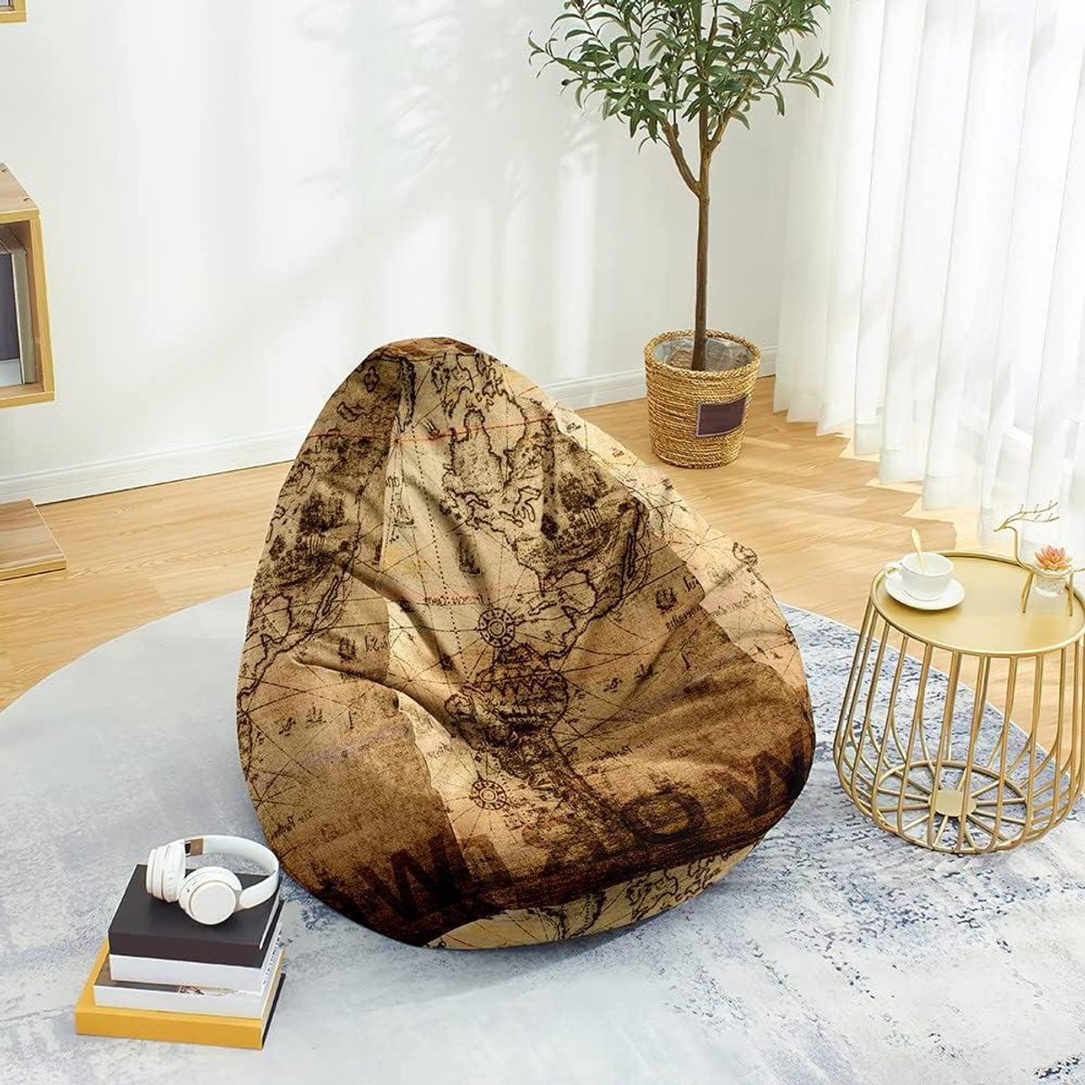 Zitzak Stoelhoes - Zitzakhoes Beanbag Cover - Comfortabel Ontspannen - Opbergfunctie voor speelgoed - 80 x 90 cm - Kompas