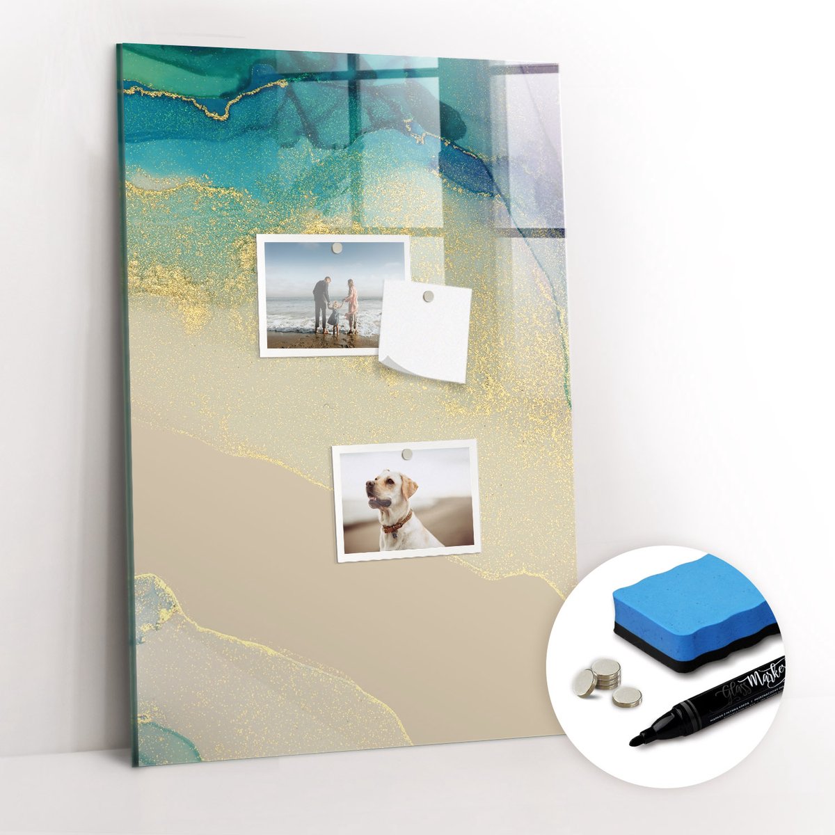 Tulup Whitebord - Lichtgekleurd marmer - 40 x 60 cm - Paars Magnetisch Wandbord - Gratis 5 Sterke Magneten + Whiteboard Marker & Wisser - Stylish Memo Board - Magneetbord Foto - Notitiebord Werkplek