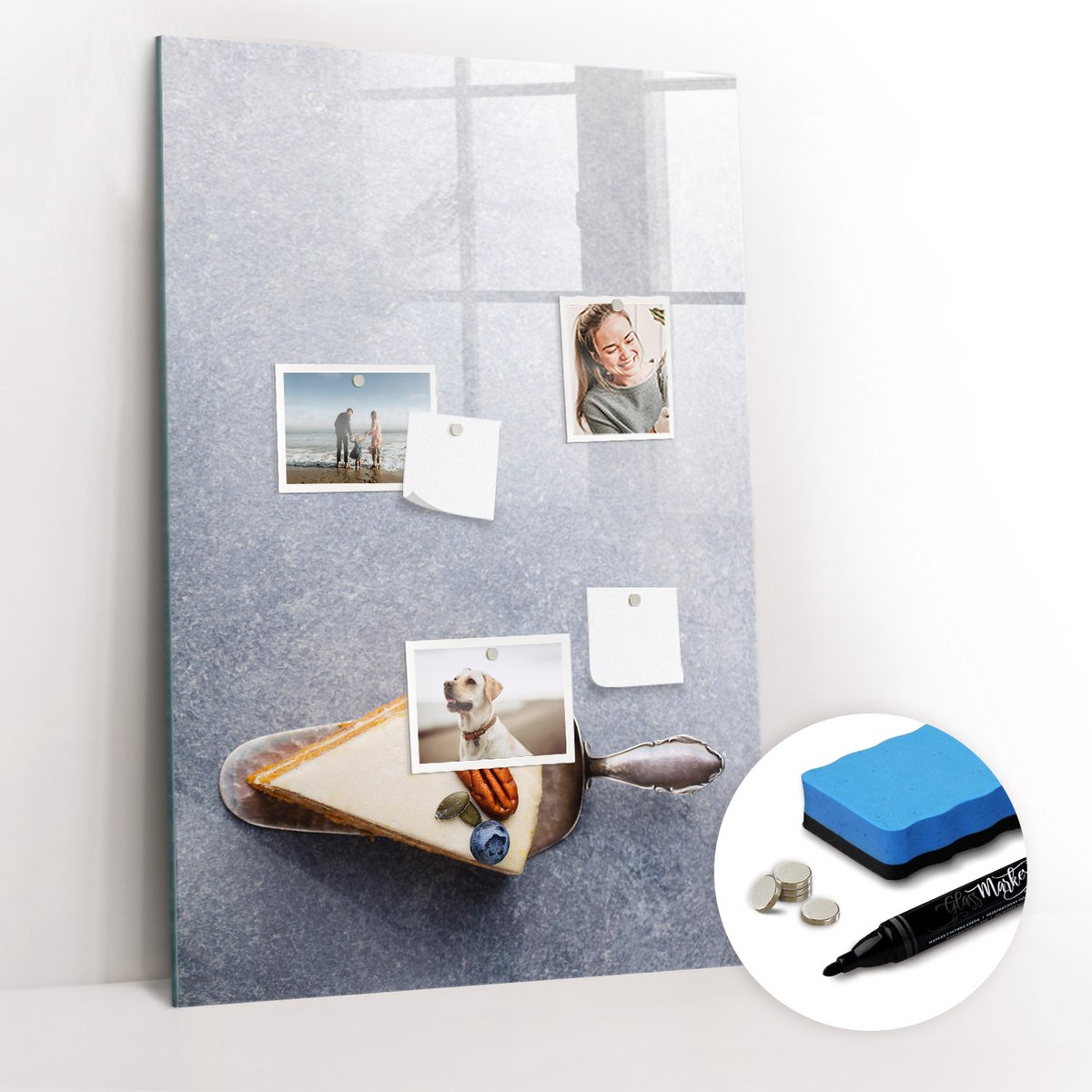 Tulup Whitebord - Een fluitje van een cent - 60 x 90 cm - Grijs Memobord Glas - Gratis 5 Sterke Magneten + Whiteboard Marker & Wisser - Stylish Memo Board - Magnetisch Bord Kind - Organiseer Je Bureau