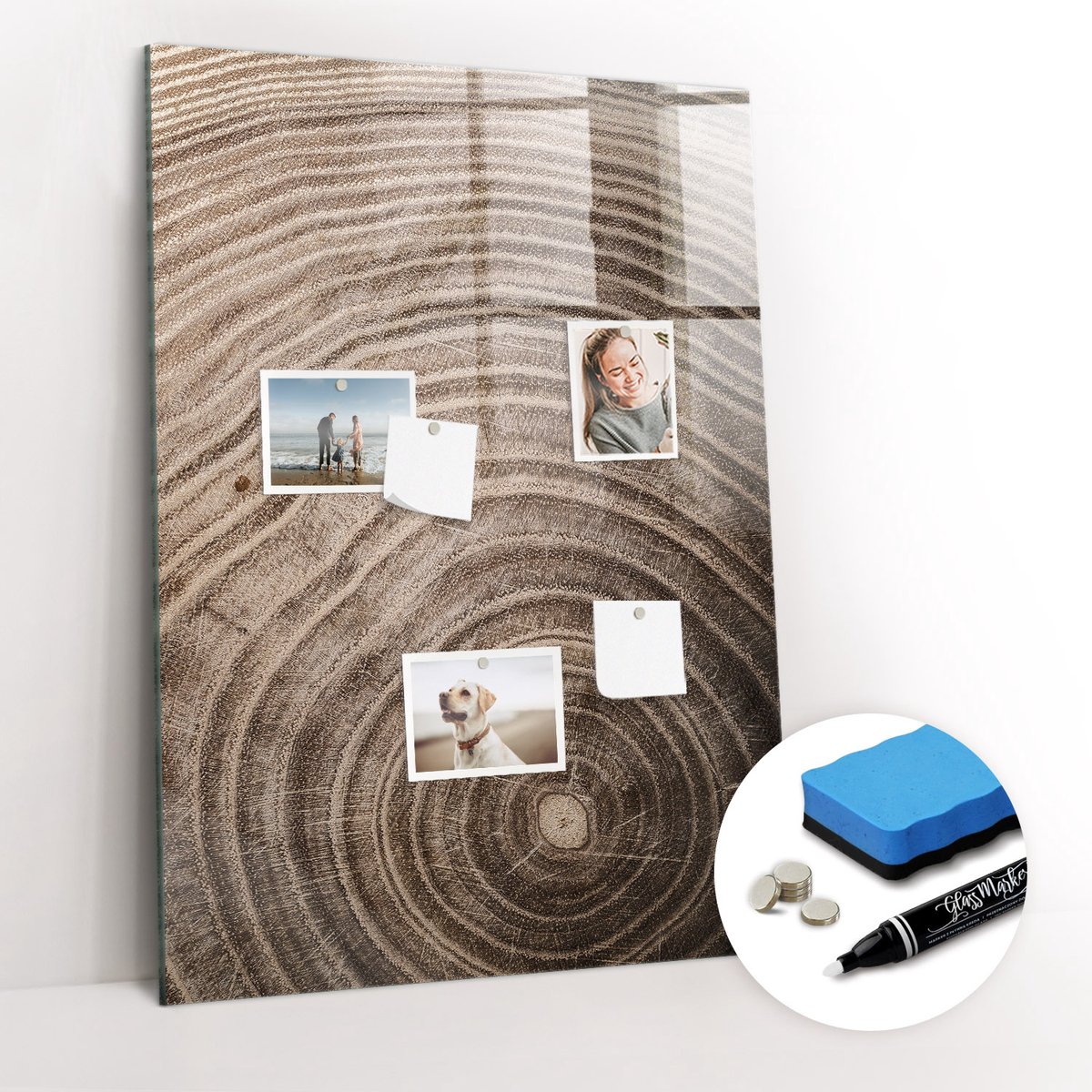 Tulup Whitebord - Houtnerf - 70 x 100 cm - Bruin Magnetisch Memobord - Gratis 5 Sterke Magneten + Whiteboard Marker & Wisser - Scandinavisch Design Bord - Magneetbord Muur - Planning Muur
