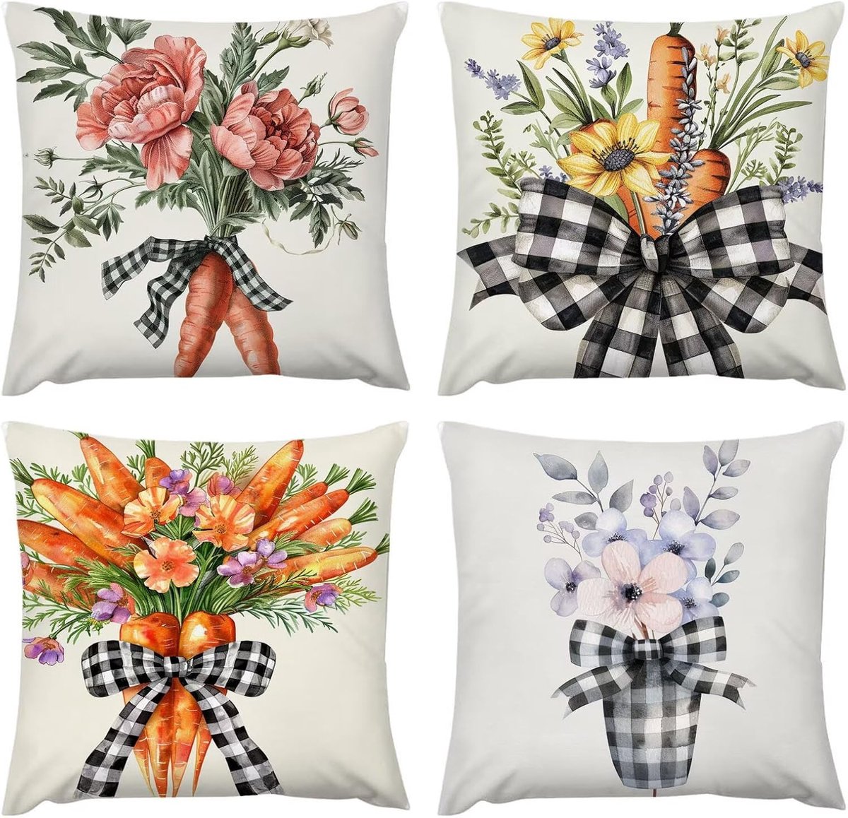 kussen, 20 x 20 inch, kussensloop, outdoor, waterdicht, bloemen, enkussen, 50 x 50 cm, set van 4, verborgen rits, bankkussen, sierkussen, kussenslopen, decoratief, tuin, bank, woonkamer, bed