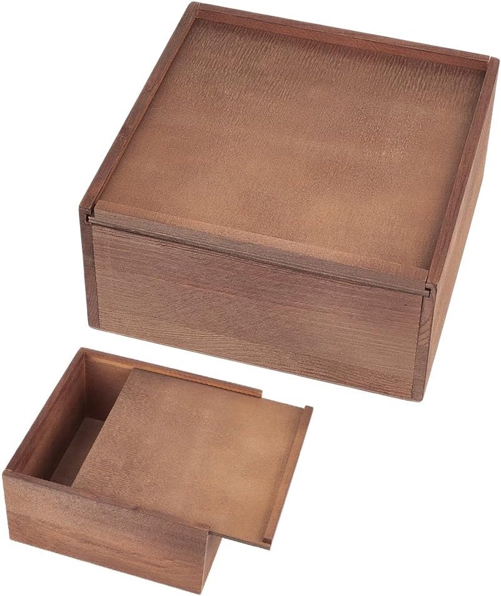 Herinneringsdoos van hout, rustieke opbergdoos van hout met schuifdeksel voor sieraden, brieven, bruiloft, verjaardag, Valentijnsdag
