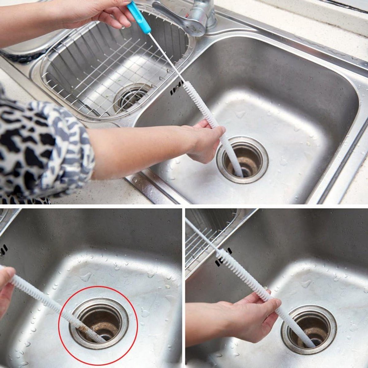 Riool Drain Borstel - Afvoer Reiniger - Verstopte Leidingen Vrijmaken - Buigbare Metalen Kern - 71 cm Lang - Niet Gespecificeerd