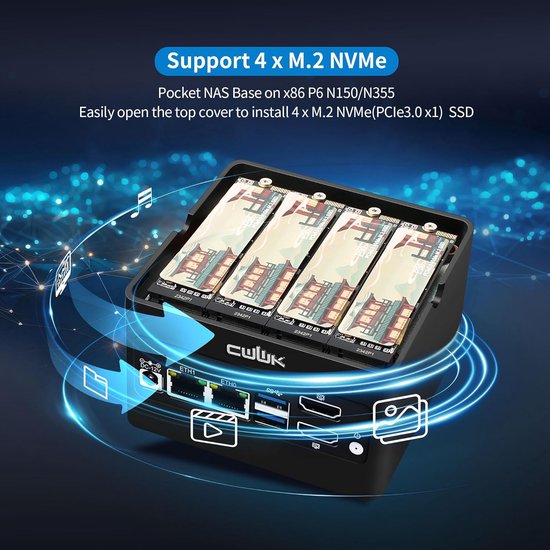 Mini PC Pocket NAS - Compacte Server Computer - Data Opslag Thuis - Vier M.2 NVMe Slots van MINI — afbeelding 3