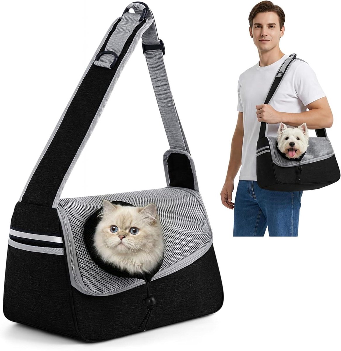 Honden Kat Draagtas - Huisdier Sling Bag - Reizen met Huisdier - Ademend Mesh Materiaal