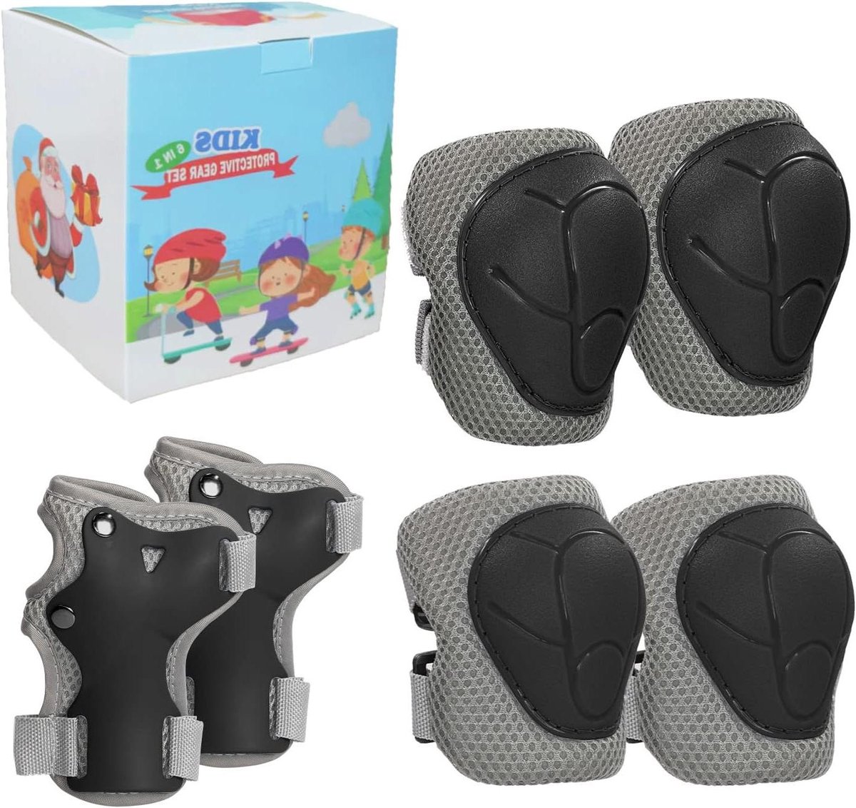 Kinder Beschermingsset - Kniebeschermers Set - Sporten en Buitenspelen - Hoge Hardheid PP Shell - Verstelbaar - Zwart