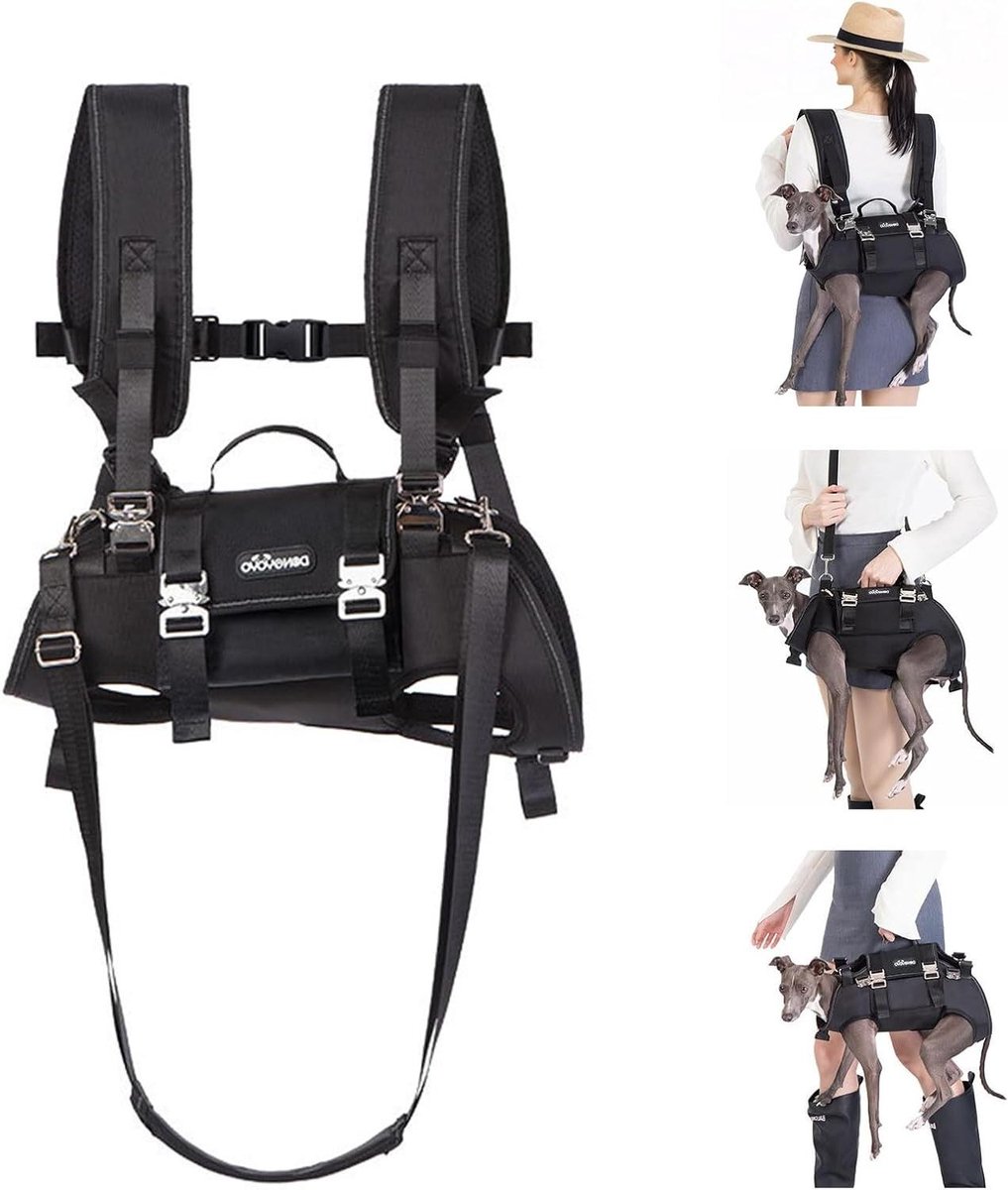 Hondenrugzak - Hondentuigje - Outdoor avonturen - 4-in-1 draagopties - L - Zwart
