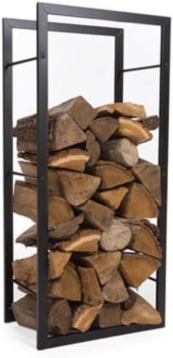 Houtrek - Houtopslag - Haardhout Opslag - Ruimtebesparend Ontwerp - 100 x 45 x 30 cm - Zwart