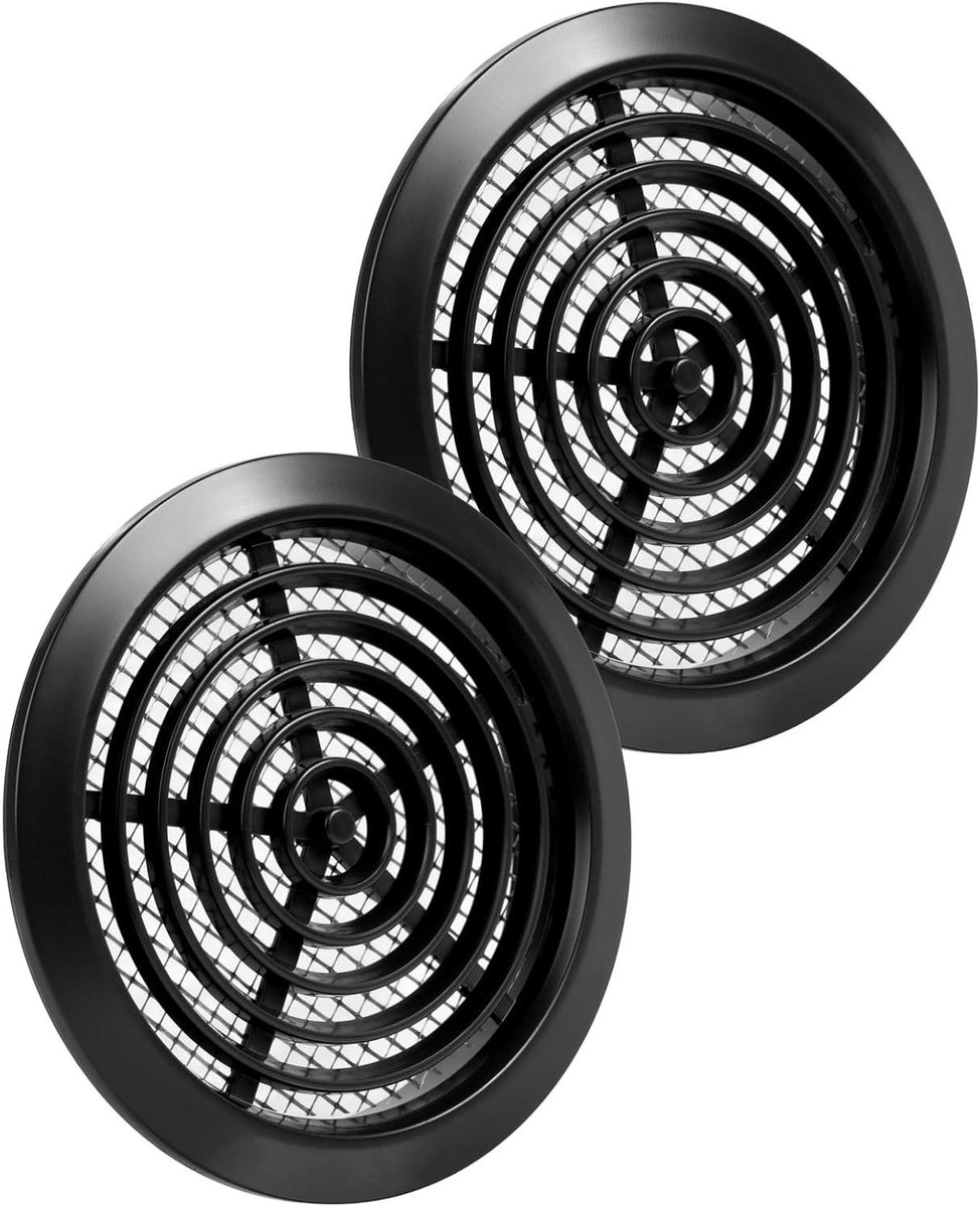 Ventilatie Roosters - Roosters Deur - Luchtcirculatie Verbeteren - Met Insectenhor - 80 mm - Zwart