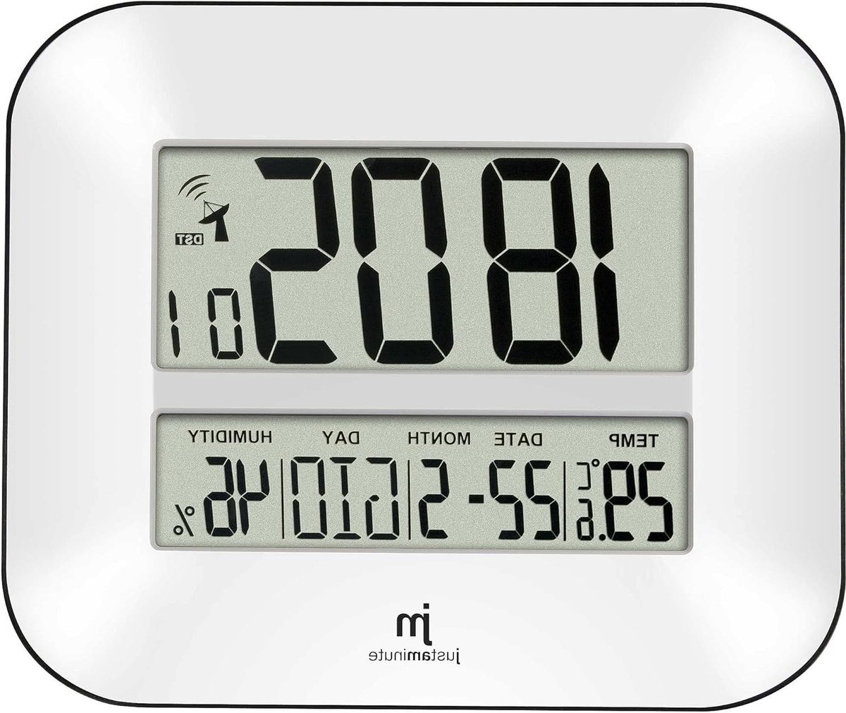 Digitale Wandklok - Wandklok Radio Gestuurd - Tijd Weergeven - Temperatuur en Vochtigheid - 27 x 24 cm - Wit
