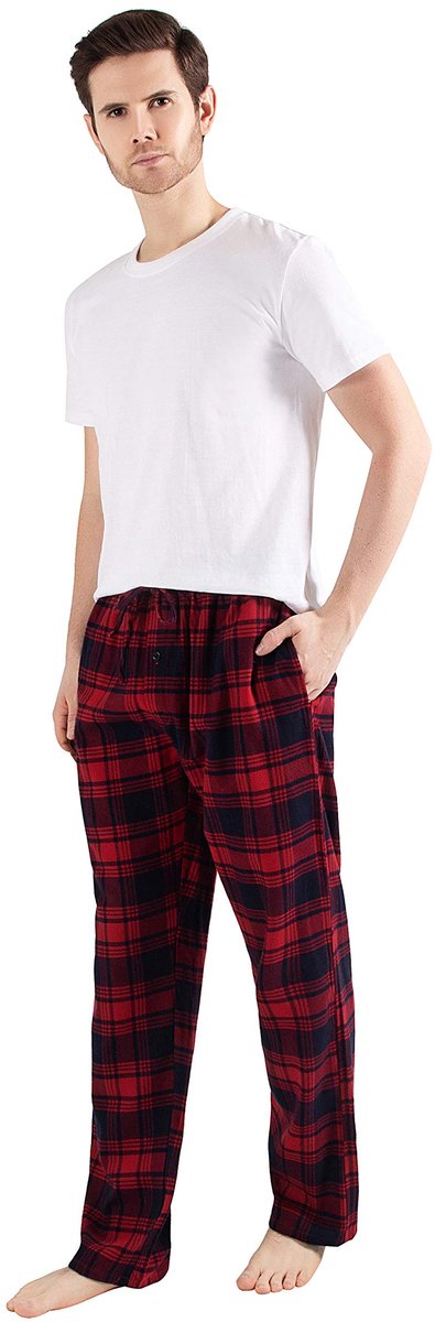 100% Katoen Flanel Comfortabele Pyjama/Lounge Bottoms Met Zakken