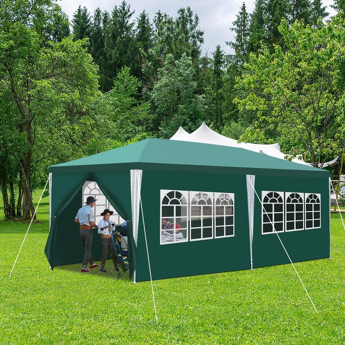 Tuinfeest Tent - Partytent Gazebo - Feestelijke Bijeenkomsten - Waterafstotend PE Materiaal - 3 x 6 meter - Groen