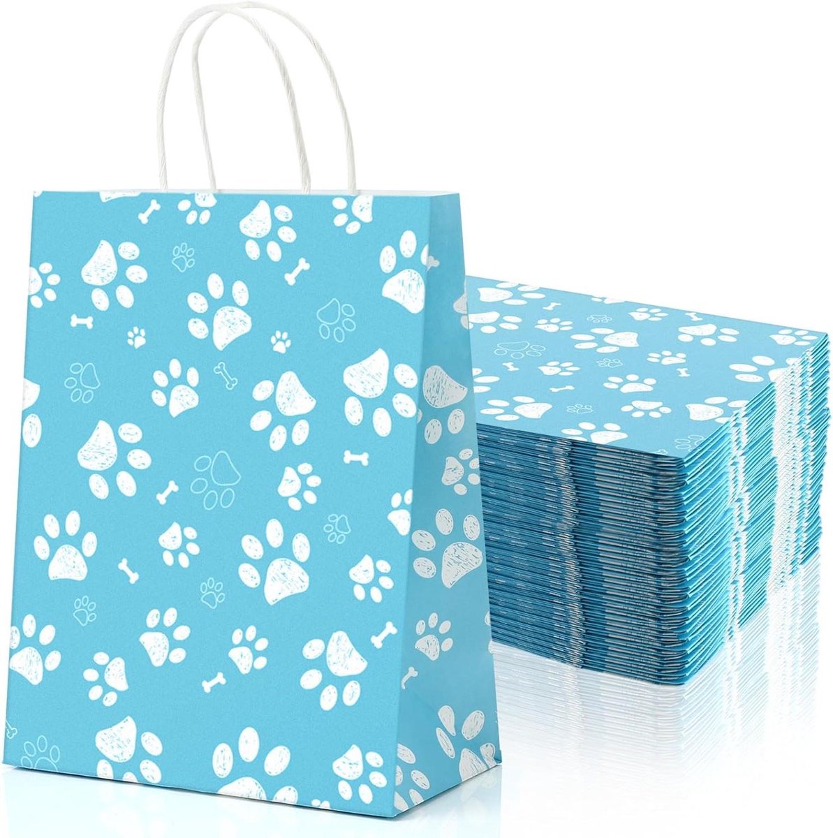 Papieren Cadeauzakjes - Goodiebags Hondenpoot - Feestelijke Geschenkverpakking - Stevig Kraftpapier - 21 x 11 x 27 cm - Bruin