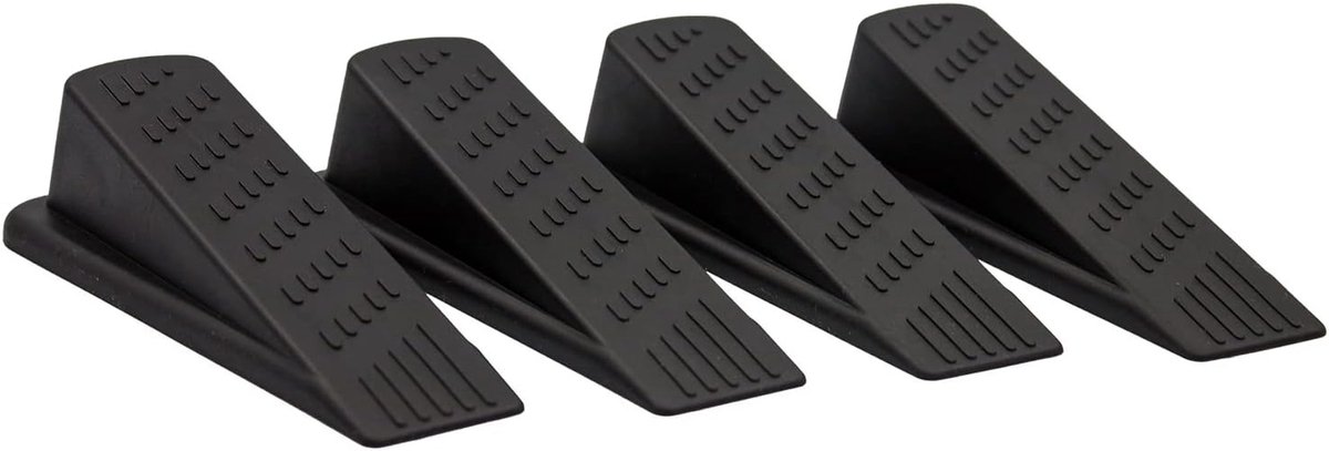 Deurwigstopper Set - Deurstopper Rubber - Deuren Open Houden - Stevige Rubberen Constructie - 4 Stuks - Zwart
