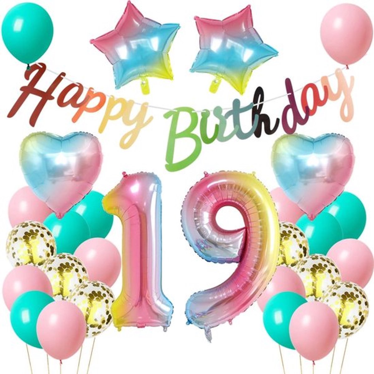 Vt products - Ballon 19e verjaardag - Verjaardagsdecoratie - Roze