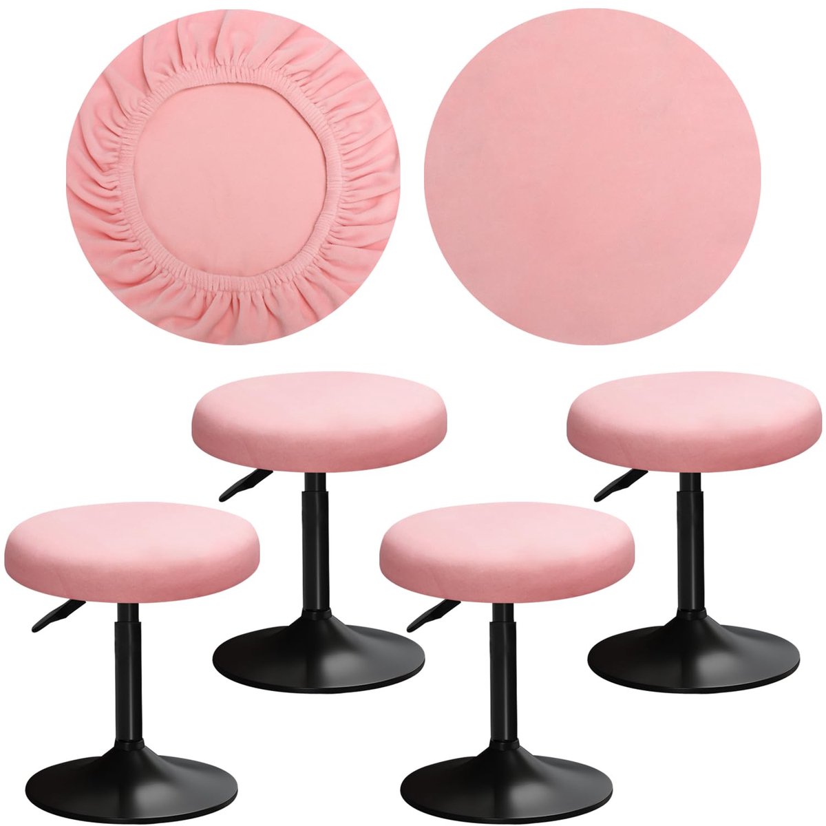 fluwelen stoelhoes 30-40 cm barkrukhoes Zeer zacht, elastisch en eenvoudig te installeren Kreukvrij, wasbaar, stofbestendig Geschikt voor ronde en vierkante krukken (4, Roze)