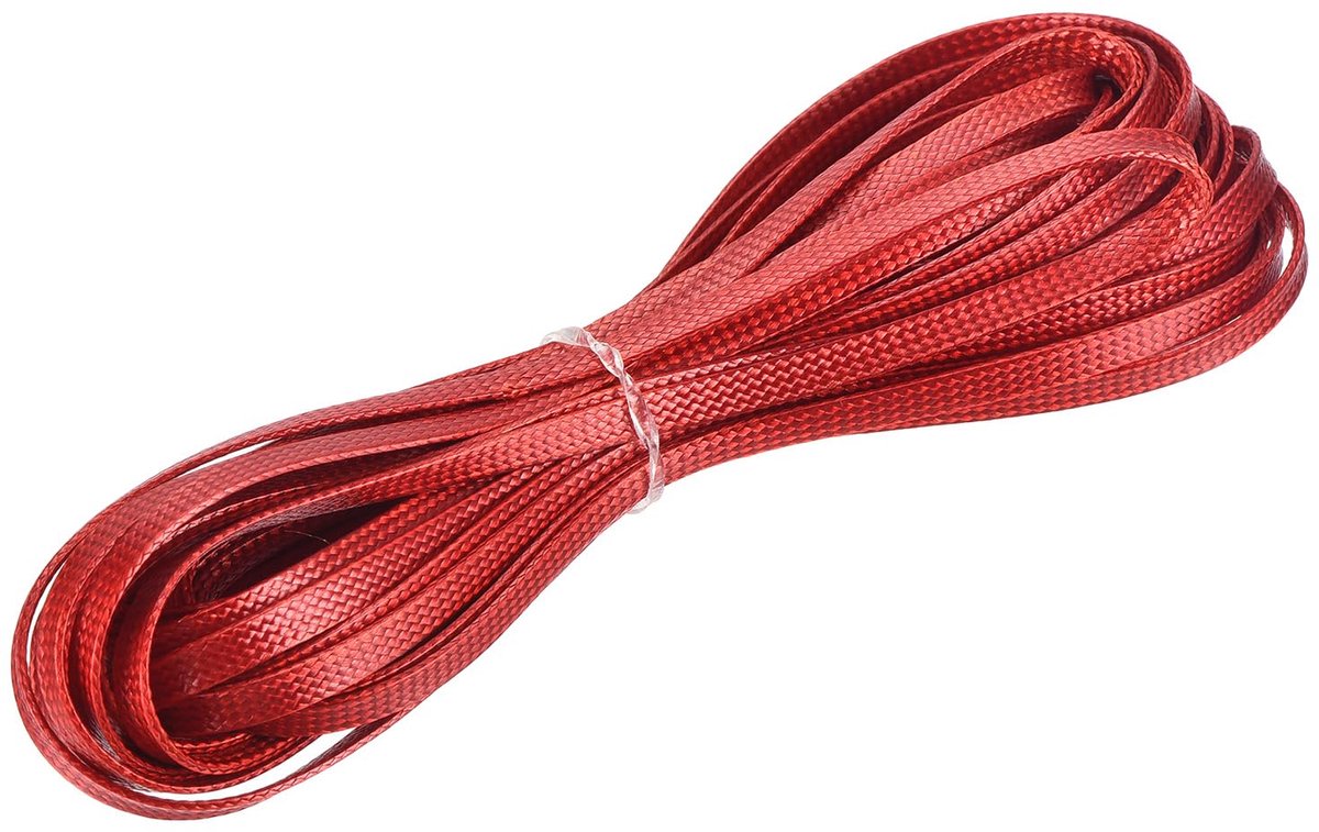 Platte gewaxte draden, 4 mm leren naaigaren polyester gewaxt koord voor handnaaien, weven, armband, halsketting, doe-het-zelf handwerk, rood