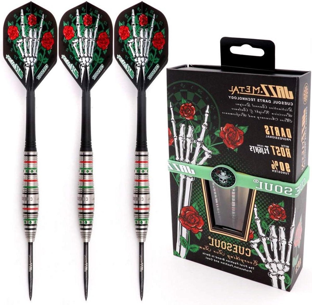 Stalen Dart Set - Wolfraam Darts - Competitie Spel - Geïntegreerde Vluchten - 21/23/25g - Goud