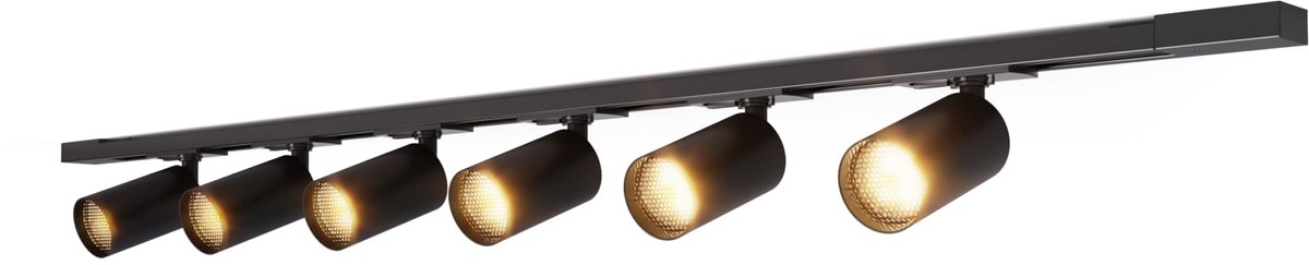 Railverlichting set, 2 m met 6 Spots, GU10, Mat Zwart, tracklight Plafondlamp