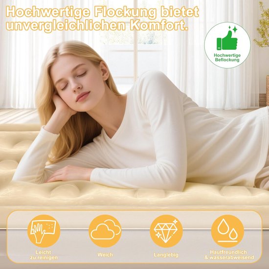 Luchtbed met Pomp - Draagbaar Matras - Extra Slaapplaats - Inclusief Nachtlampje - 190 x 100 cm - Beige — afbeelding 5