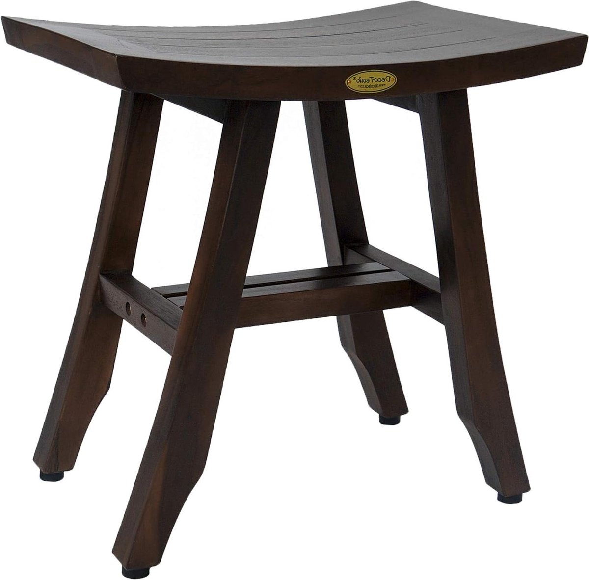 Douchebank Teak - Badkamerkruk - Ontspannen Douchen - Verstelbare Voetpads - 45 cm Hoog - Bruin