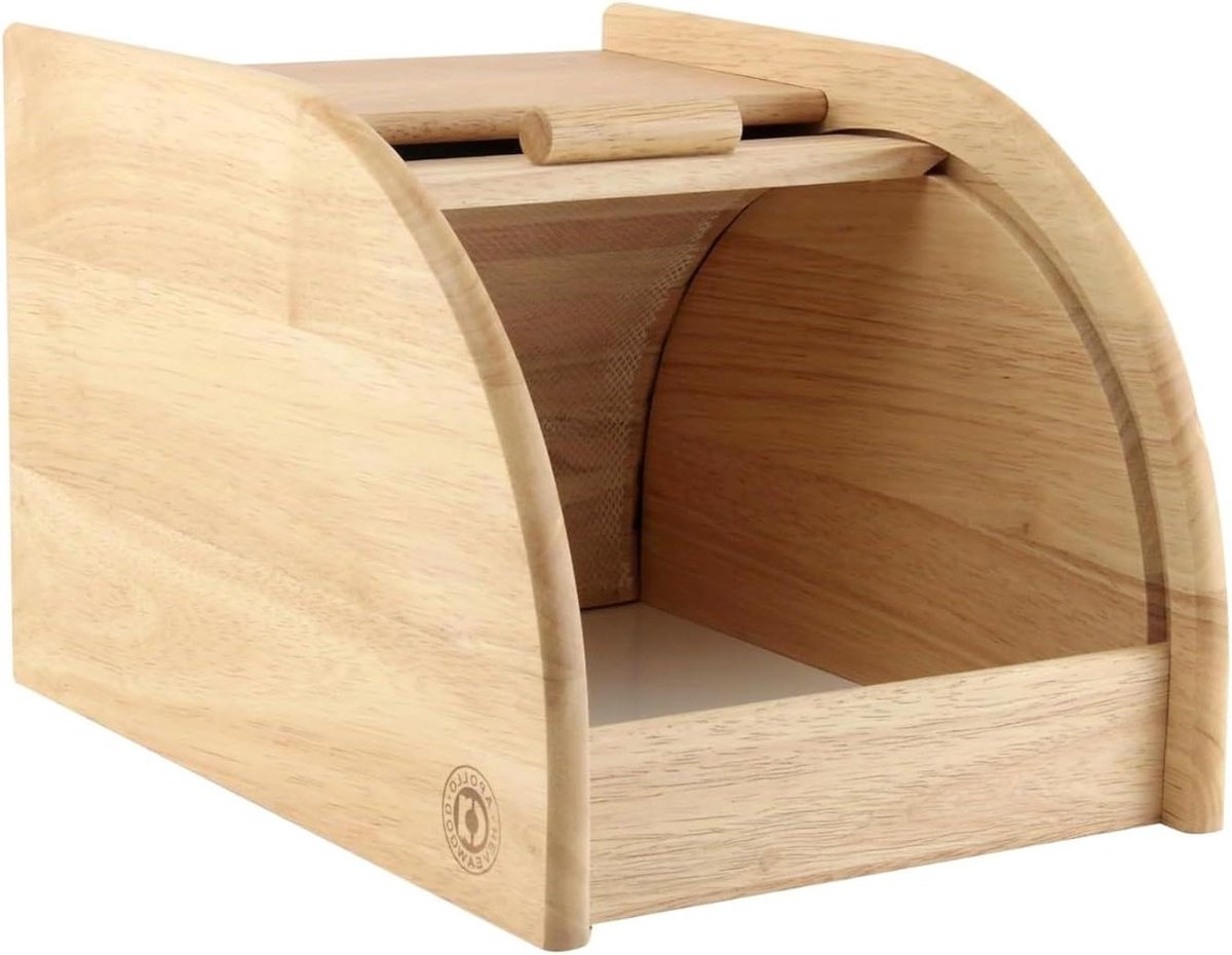 Broodbak Mini - Broodtrommel - Keuken Opbergen - Roll Top Design - 27x20x18 cm - Houtkleur