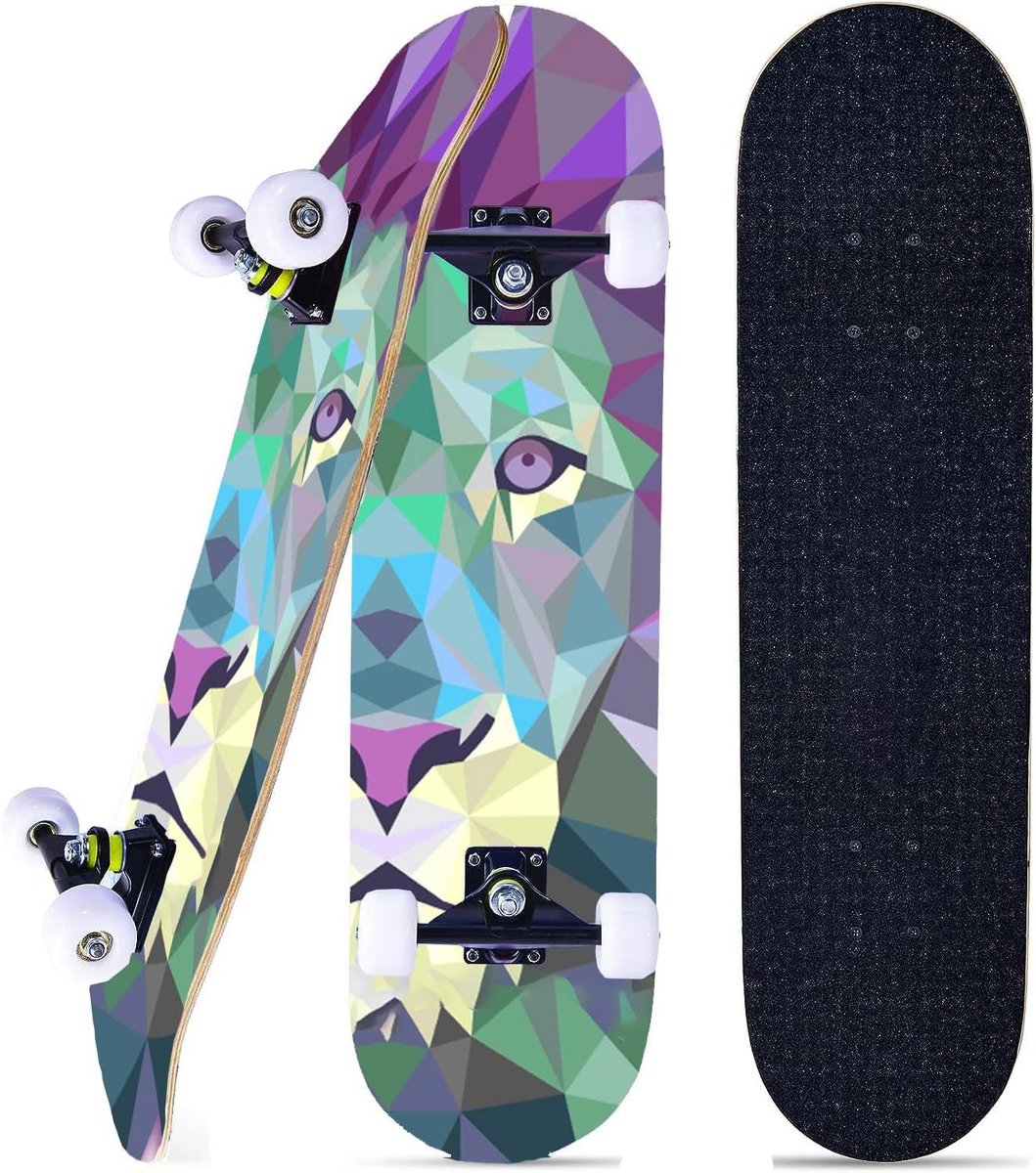 Skateboard Compleet Skate Board Straat Tricks 7-laags Esdoornhout 79 x 20 cm Leeuw
