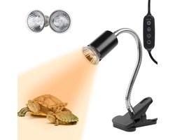Terrarium Warmtelamp - Reptielenlamp UVA UVB - Klimaatbeheersing Terrarium - Dubbele Lamp Wattage - E27 Fitting - Zwart