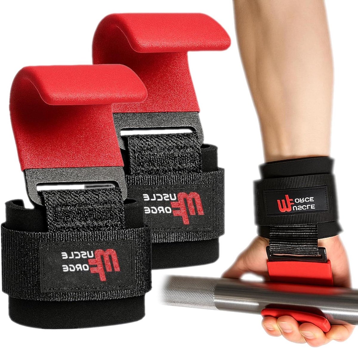Gewichtheffen Haken - Polsbanden Grip - Krachttraining Ondersteuning - Versterkte Stalen Haken - 18 x 21 x 8 cm
