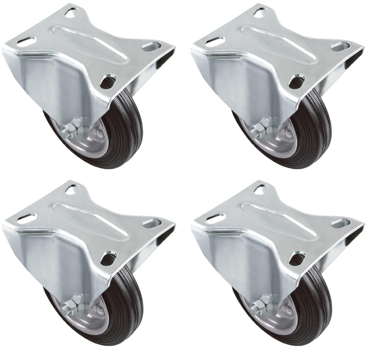 - Set van 4 vaste wielen - Ø 100 mm - Wielen voor het verplaatsen van meubels of apparaten - Maximaal gewicht 100 kg - Voor het verplaatsen van zware meubels - Kogellagers - Metalen kern