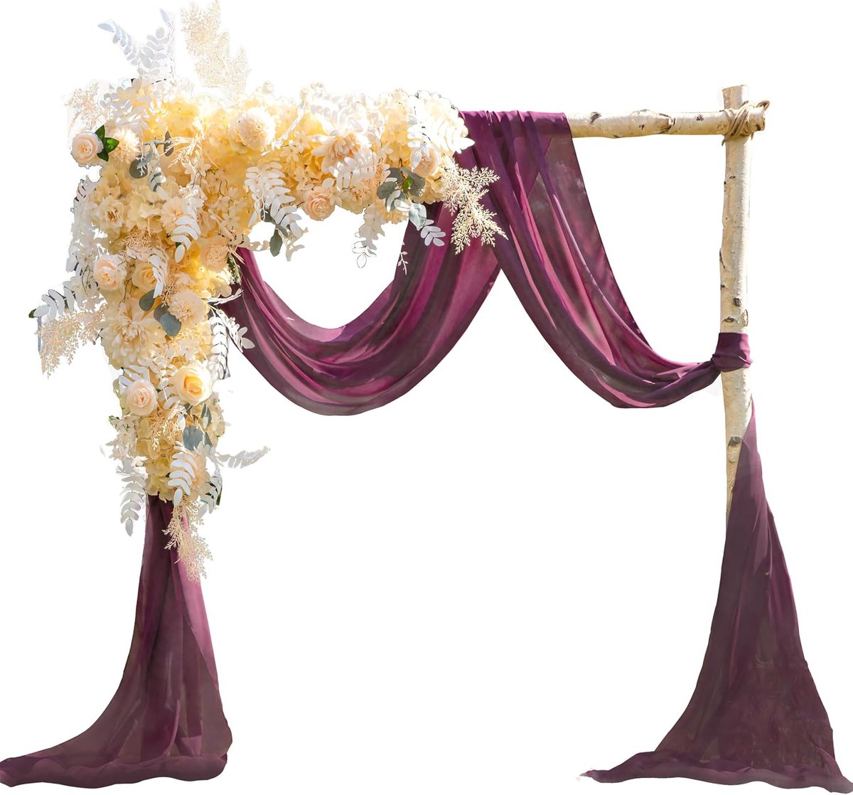 Bruiloft dwars behang, vrije hand decoratie voor bruiloftsboog en trouwboog, hemelbed, gordijnen, gordijn voor raamdecoratie van chiffon-stof (rode wijn, 600 x 145 cm)