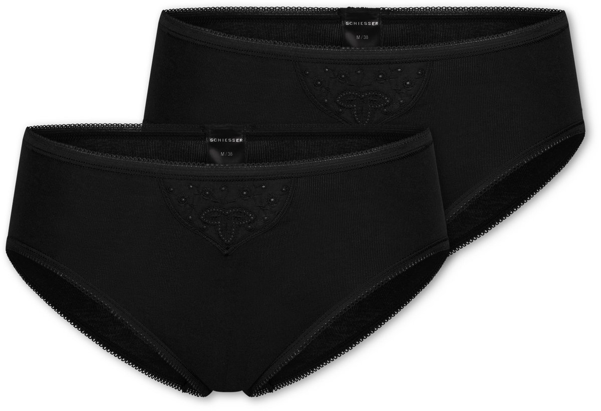 Schiesser Tai Slip 2 Pack - Cotton Essentials Dames Onderbroek - zwart