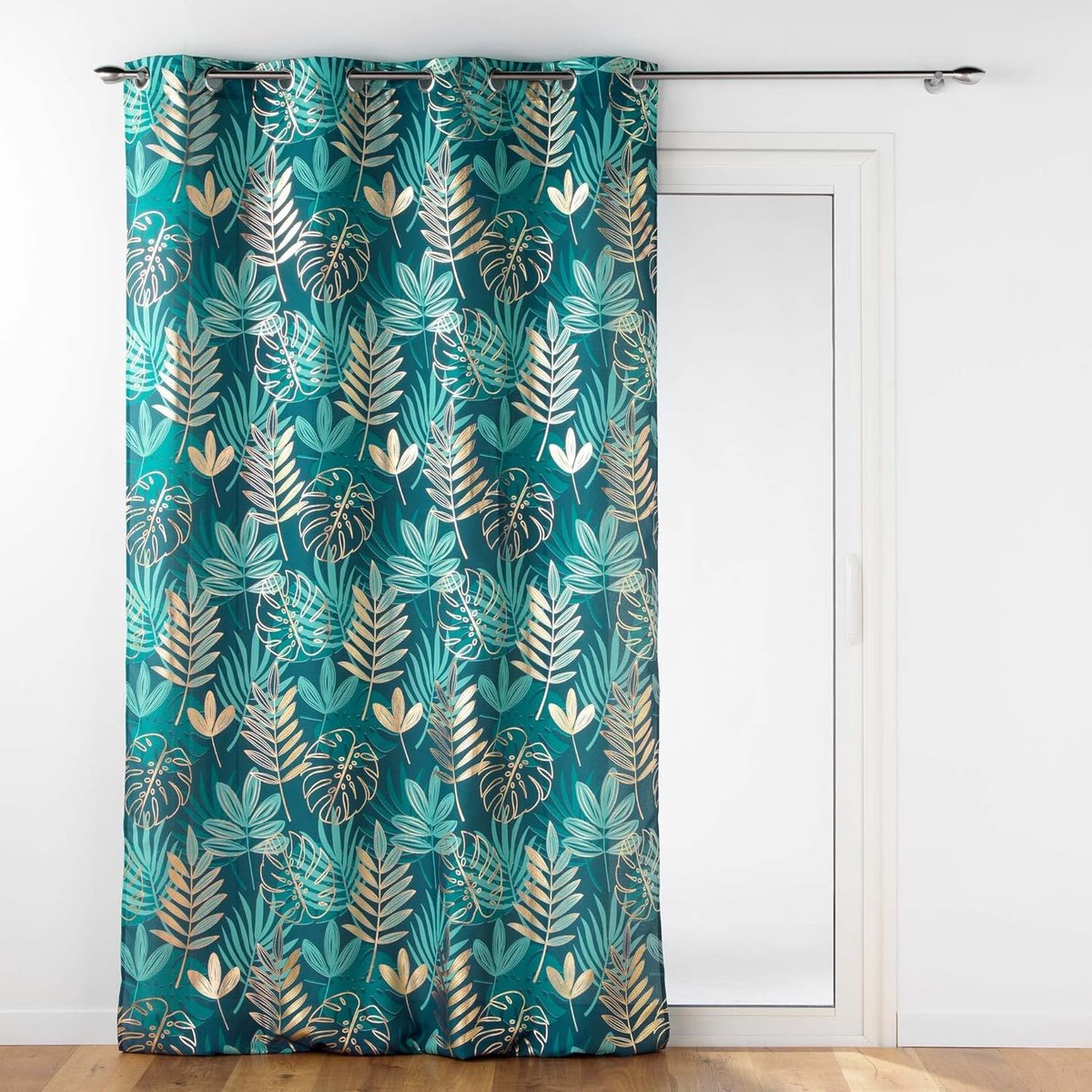 douceur d'intérieur, Gordijn met ogen, 140 x 260 cm, smaragd, polyester, bedrukt, metallic, Ornella