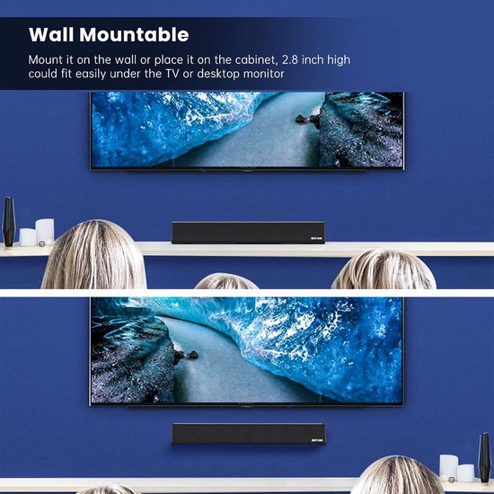 Soundbar - Luidspreker Audiobar - Film en Muziek - Akoestisch Afgestemd - 16 Inch - Zwart — afbeelding 2