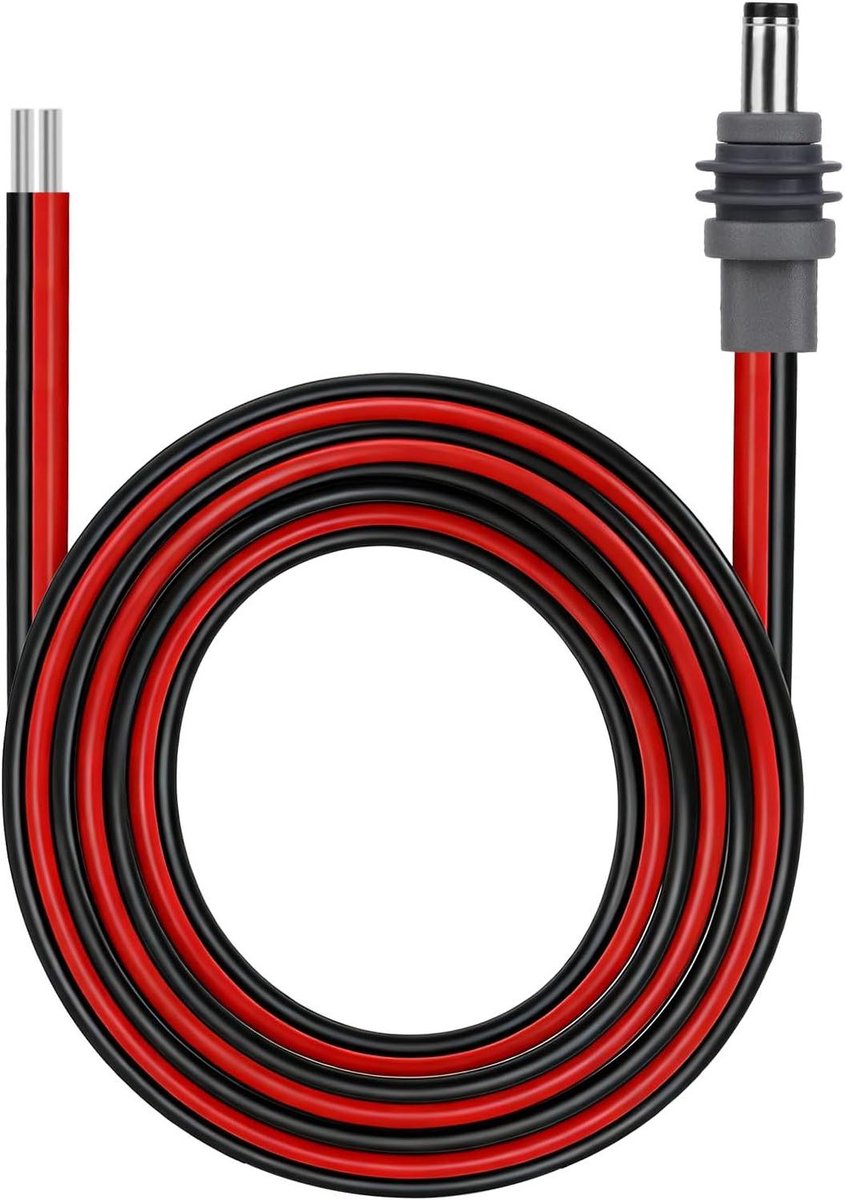 DC Stroomkabel - Verlengsnoer Adapter - Apparaten Voeden - Weerbestendig Ontwerp - 1 meter - Zwart Rood