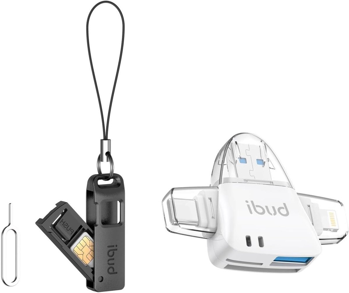 Kaartlezer - Adapter Opslagdoosje - Data Overzetten - 6-in-1 Functionaliteit - Mini Formaat - Zwart
