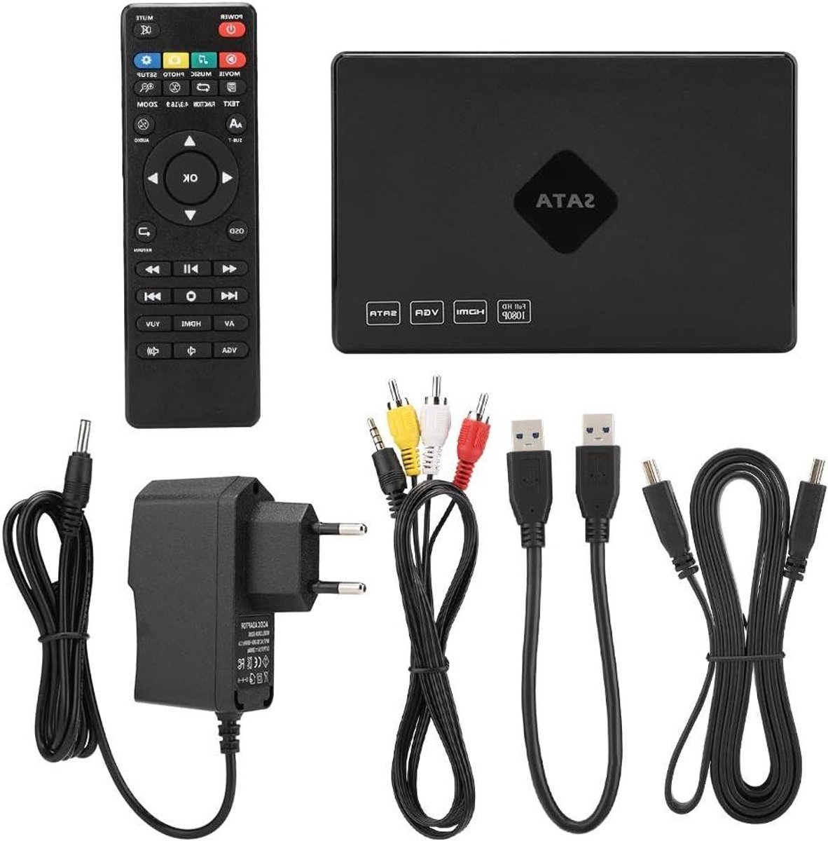 Full HD Media Player - SATA Hard Drive Player - Films Kijken - Full HD Decoder - 2.5 inch - Zwart