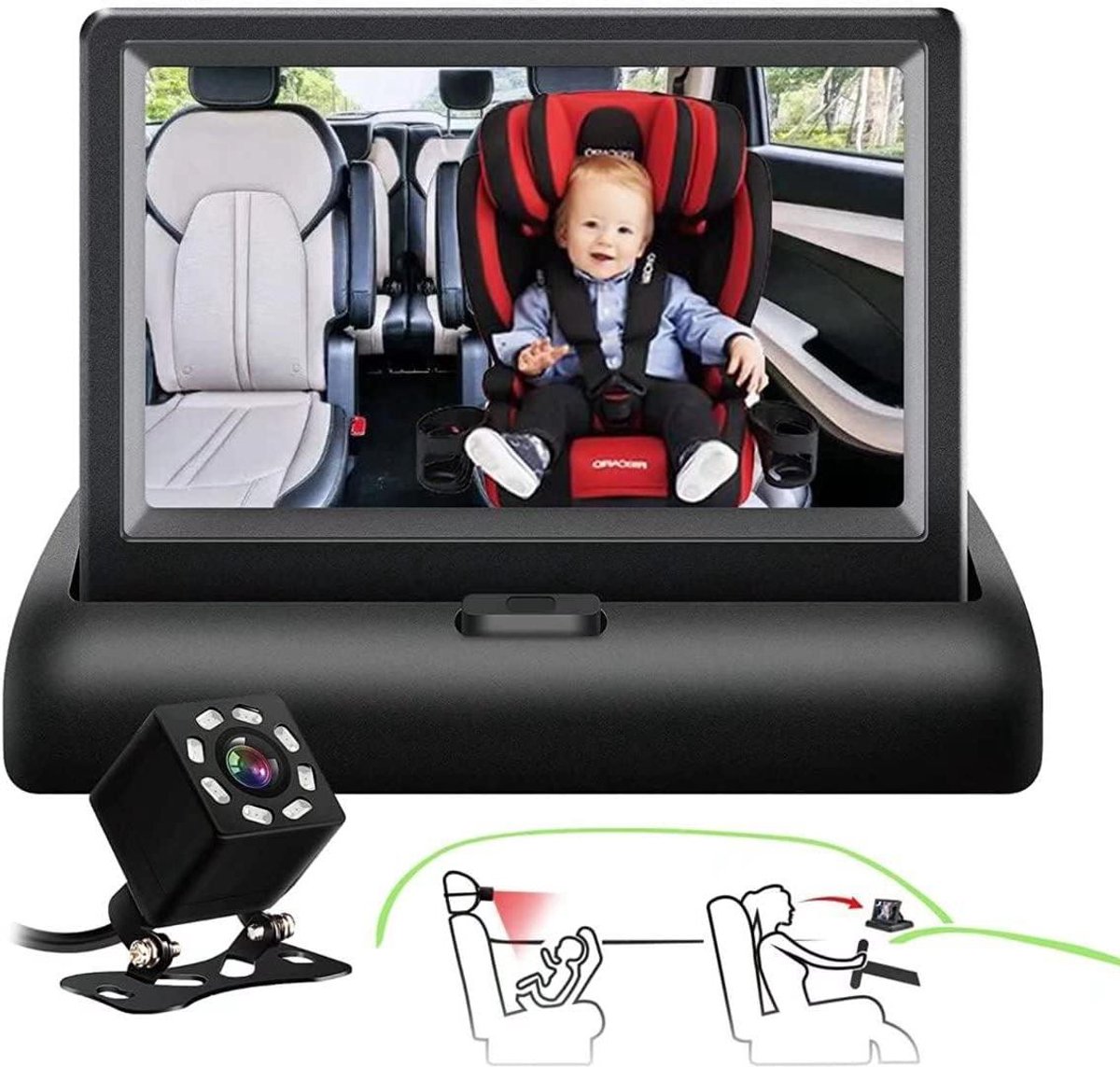 Baby Auto Camera - Baby Monitor Auto - Baby in de gaten houden - Infrarood nachtzicht