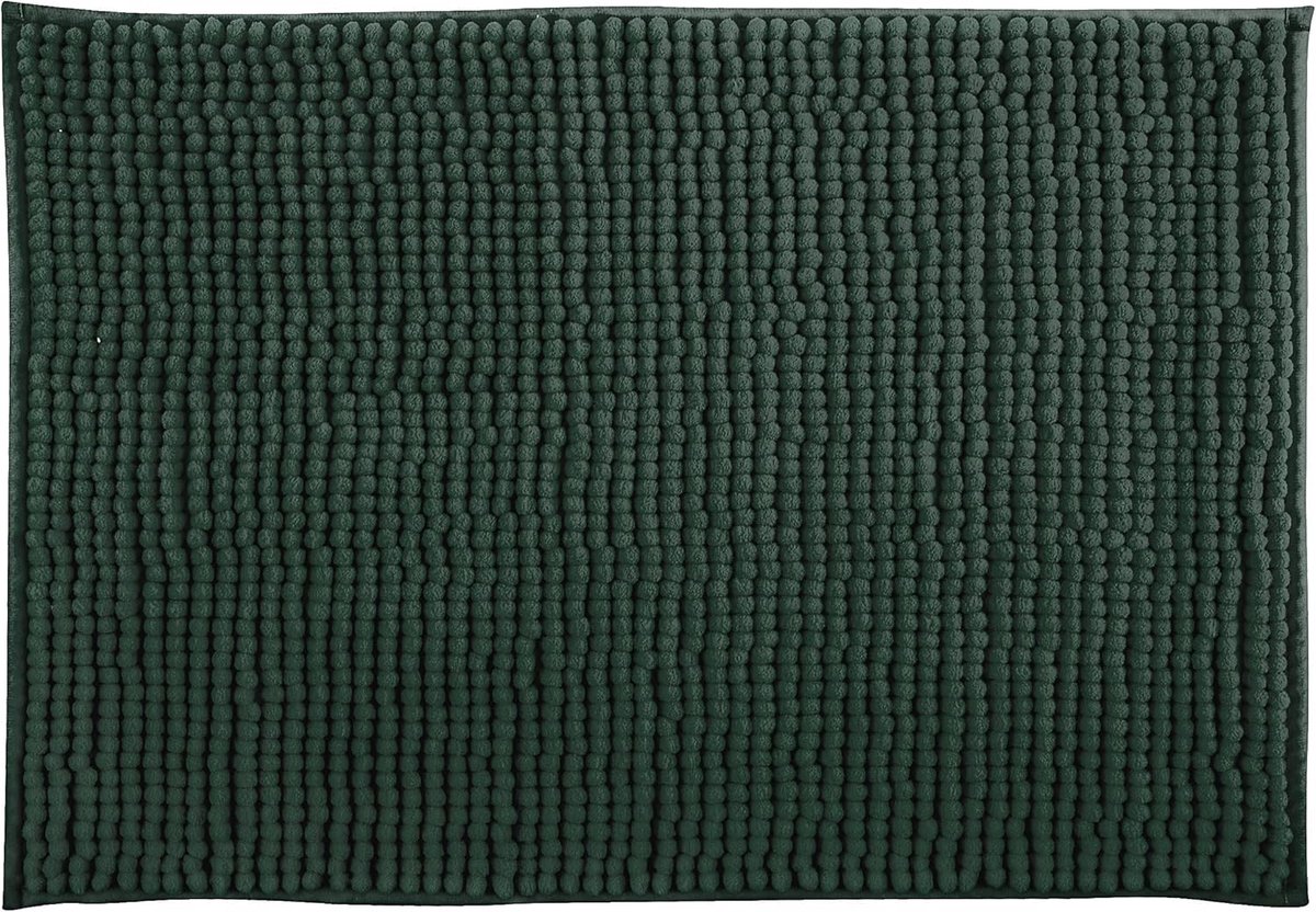 Badtapijt, douchemat, chenille, hoogpolig, badmat, 60 x 90 cm, donkergroen