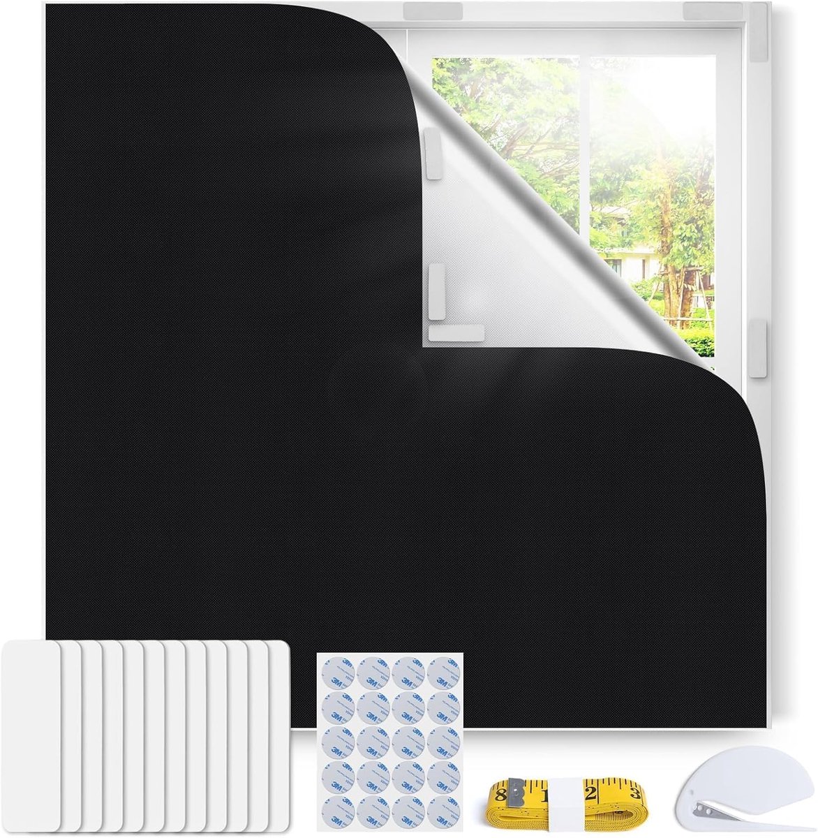 100% Verduisteringsgordijn voor Venster, Past bij Elke Venster vorm, Geen Boren, Draagbare Verduisterend Rolgordijn voor Slaapkamer, Kinderkamer, Zolder,Reizen,RV,145x100 cm