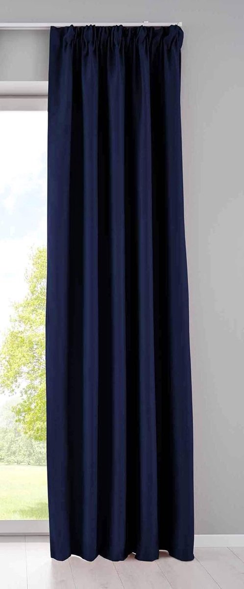 Ondoorzichtig »Newyork« 202020610 Ondoorzichtige lussen, blauw H x B 245 x 140 cm, 1-pack thermo-gordijn, verduisteringsgordijn, geluidsisolerend, Öko-Tex plooiband